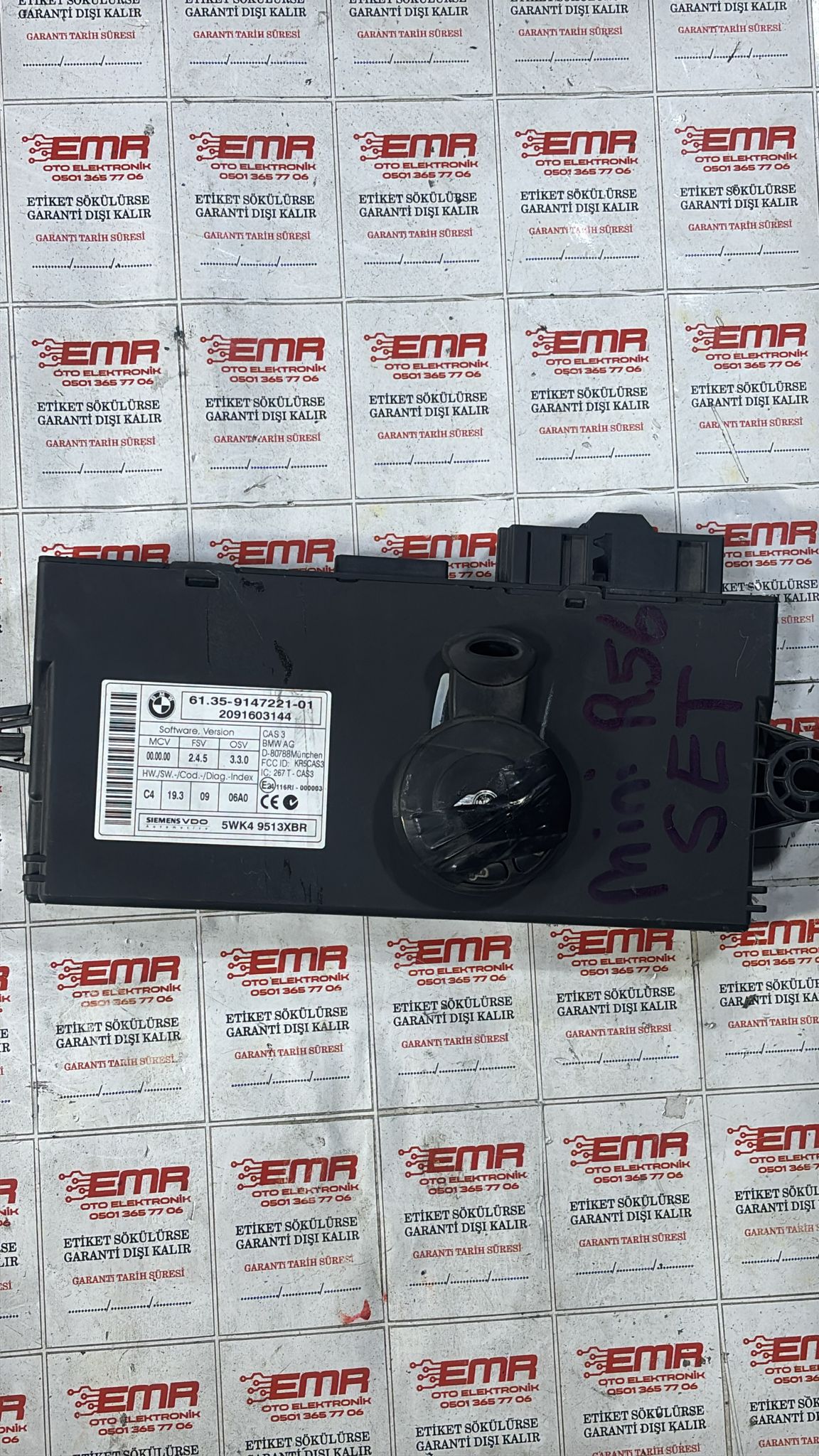 MİNİCOOPER R56  ANAHTAR CAS BEYNİ 61.35-9147221-01 5WK4 9513XBR